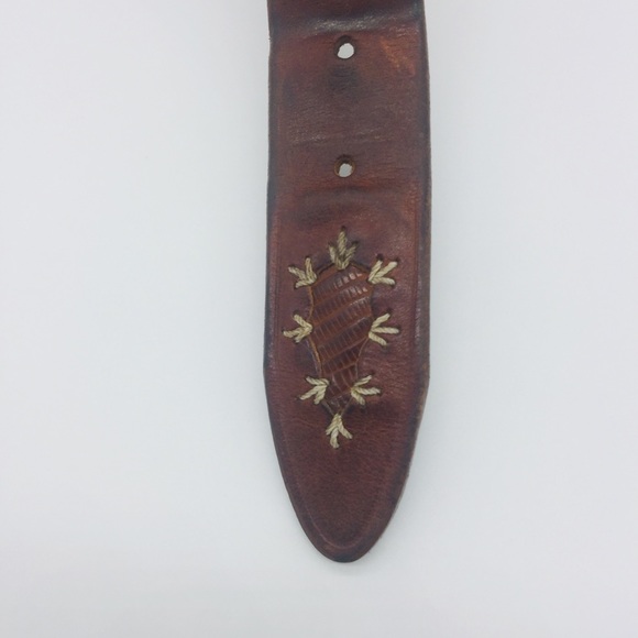 BOHO LUXE LEATHER BELT W/ STITCHING || Brown || L - Picture 5 of 8